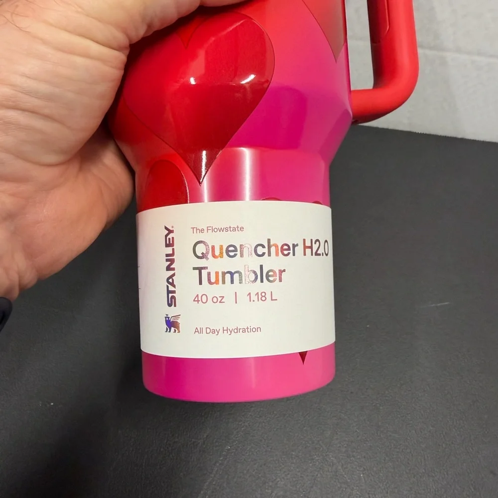 Stanley Red and Pink Heart Quencher Tumbler - Picture 2 of 10